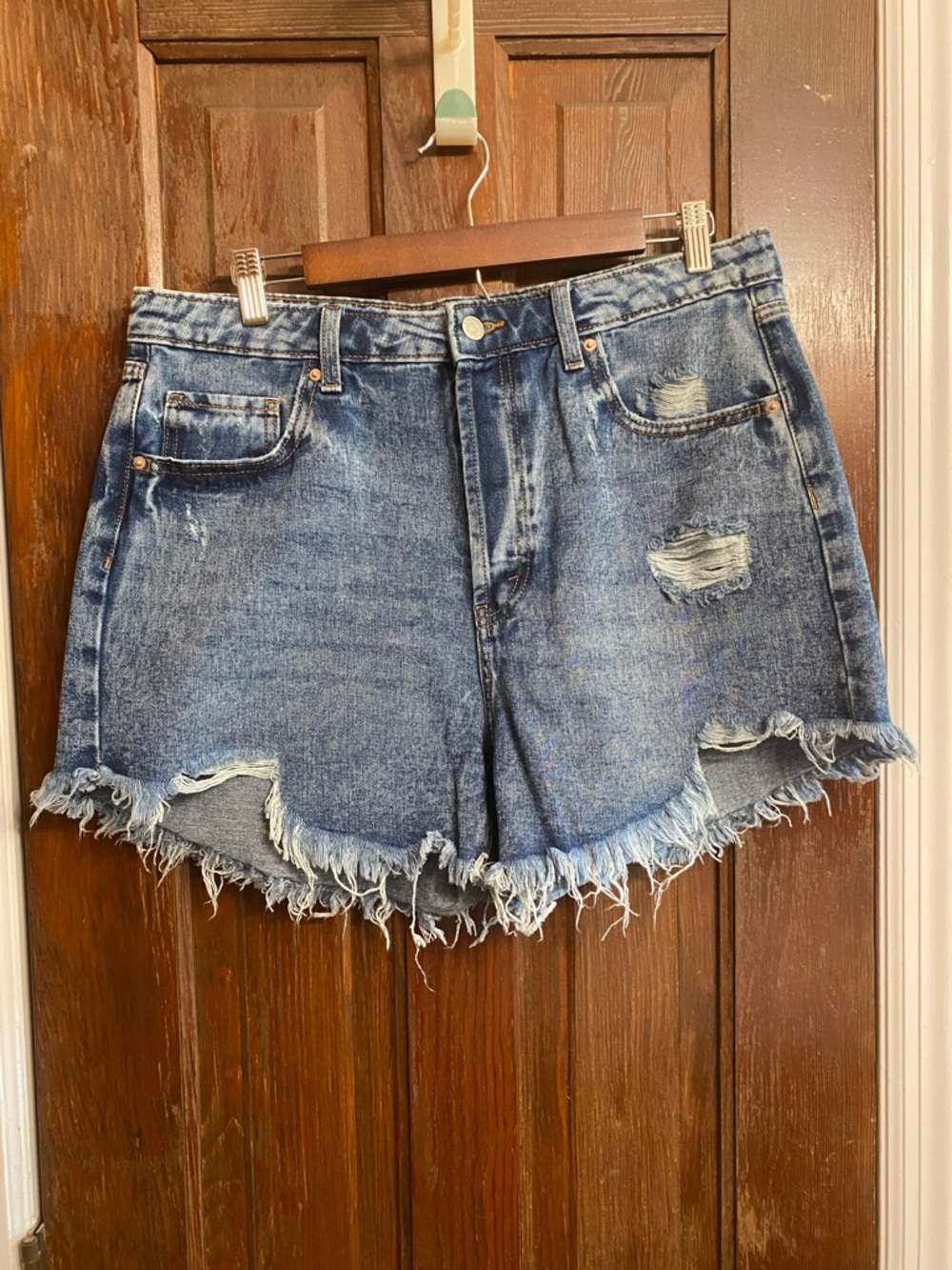wild fable Distressed Frayed Hem Jean Shorts - Blue